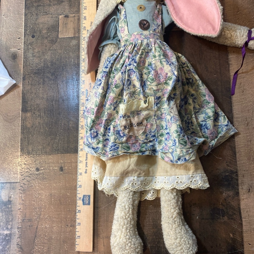 Vintage Enesco Floppy Tompkins Easter Bunny Rabbit Rag Cloth Doll 23” Handmade - Picture 7 of 10